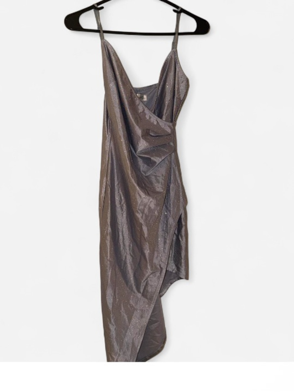 Honey and Rosie Metallic Asymmetrical Slip Dress - Gray